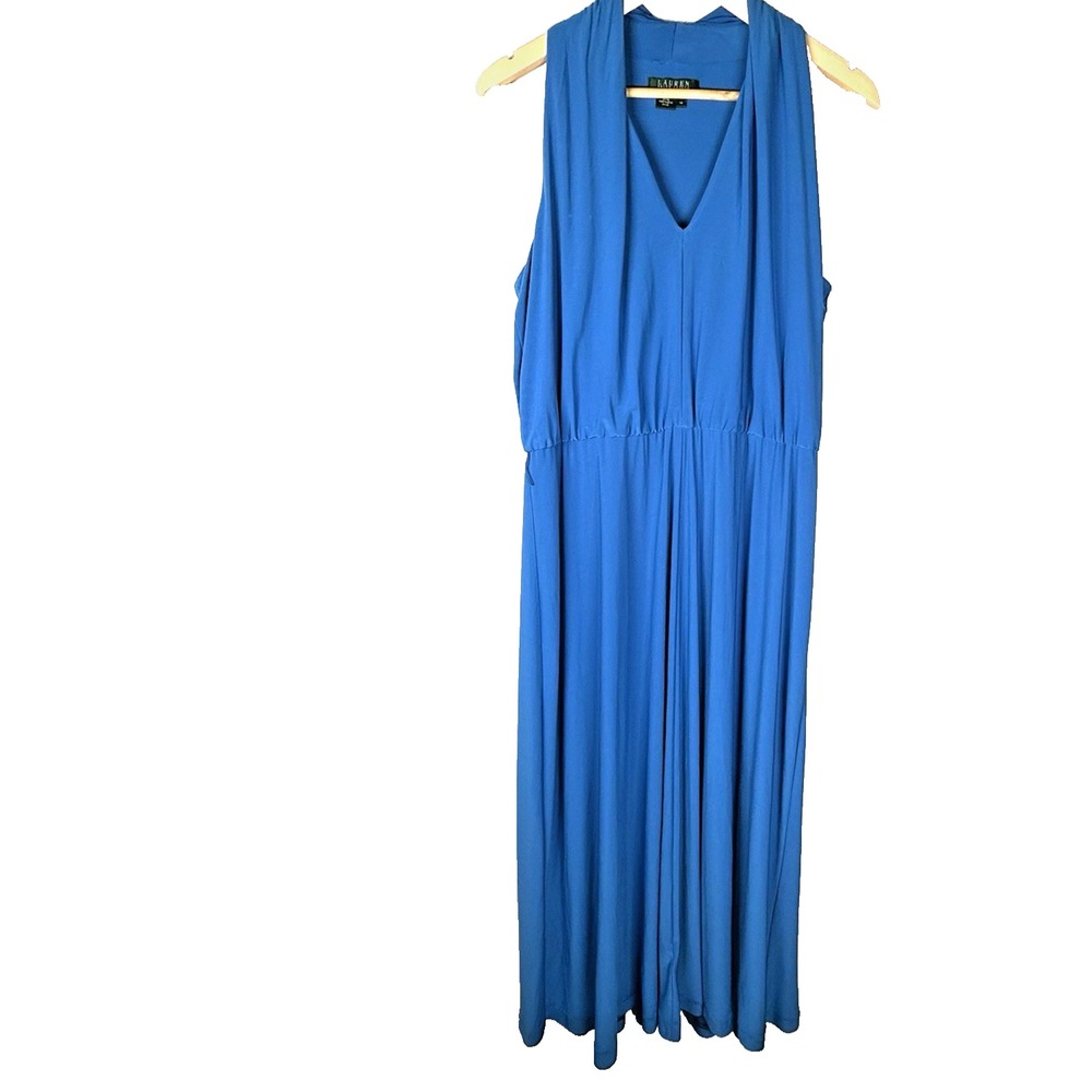 Lauren Ralph Lauren‎ Royal Blue Maxi Dress Wedding Guest Spring Garden Party 14